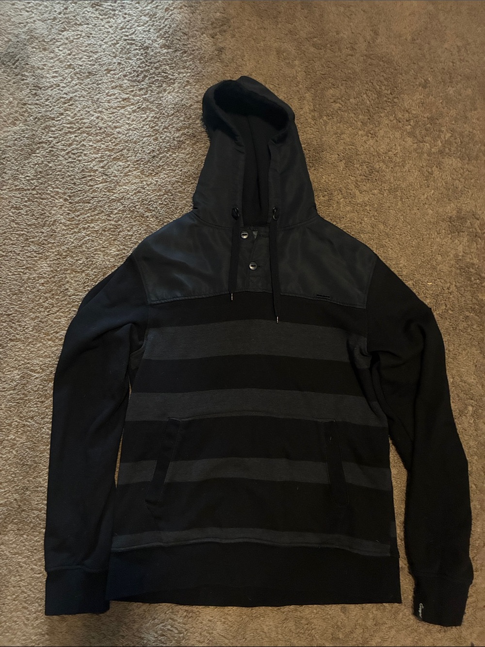 Empyre Black and Dark Gray Striped Hoodie Sweatshirt vintage